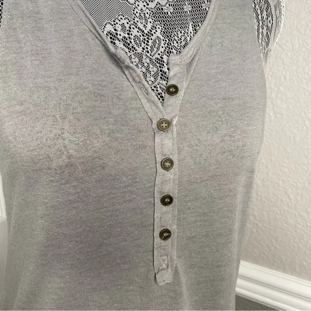 BP Brass Plum Womens Sleeveless V-Neck Button Down Henley Tunic Tank Top XS